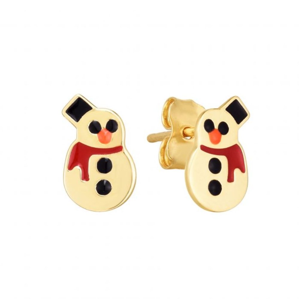 14K Gold Frosty the Snowman Stud Earring
